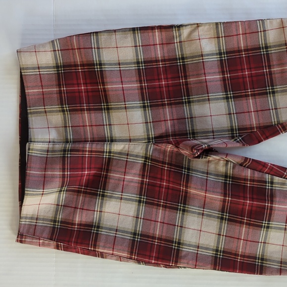 H & M Stretch Plaid Retro Pants 6 Red - Picture 9 of 14